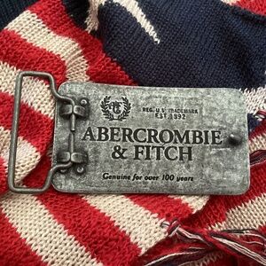 Abercrombie & Fitch Vintage Heavy Metal Leather Belt Buckle Belt